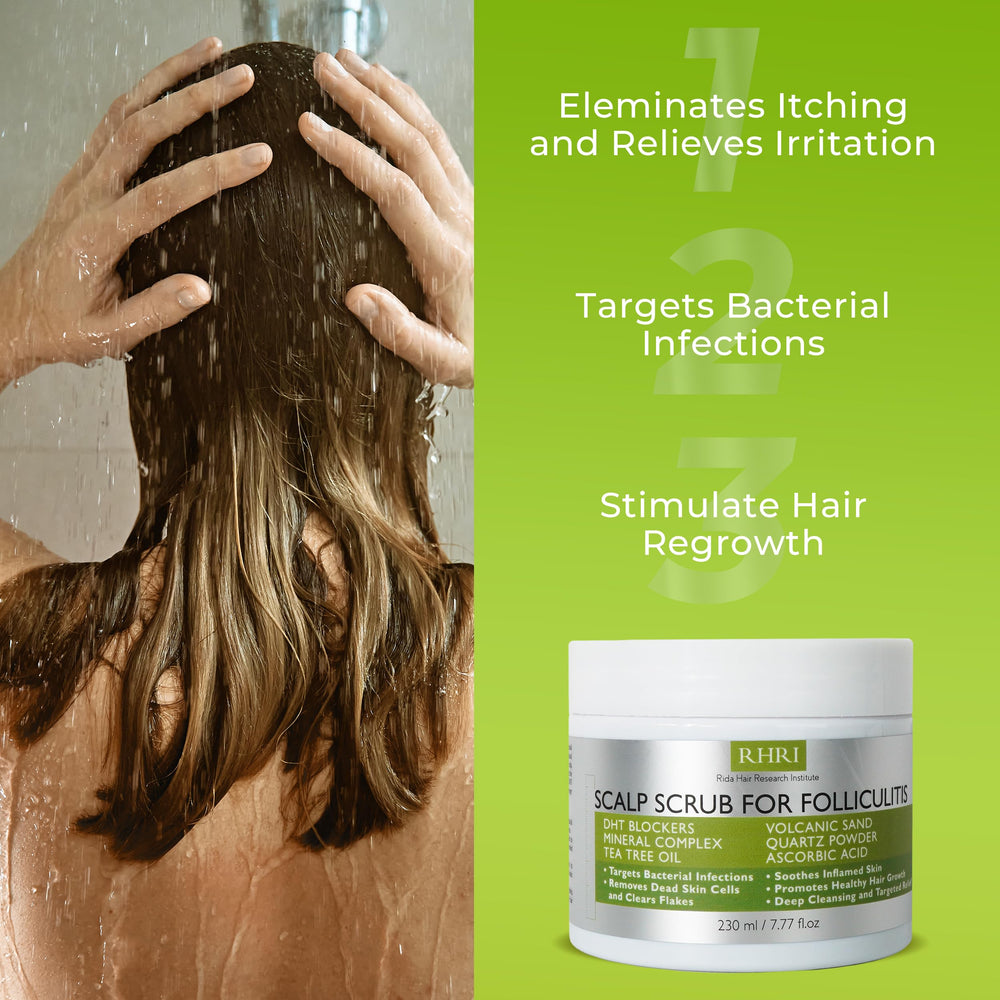 Rida Hair Research Institute size and contents label clarifying ingredients and directions