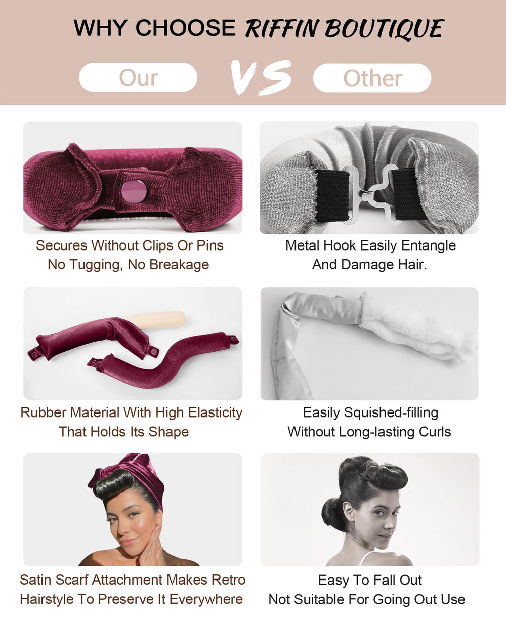 RIFFIN before and after comparison showing fuller blowout-style curls without heat