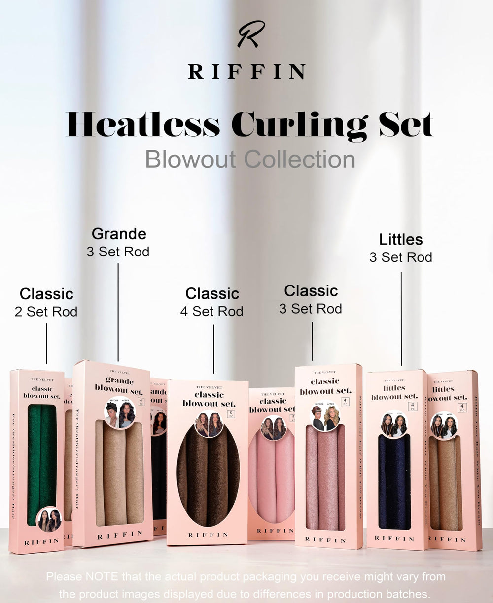 RIFFIN before and after split image showing curl transformation without heat damage