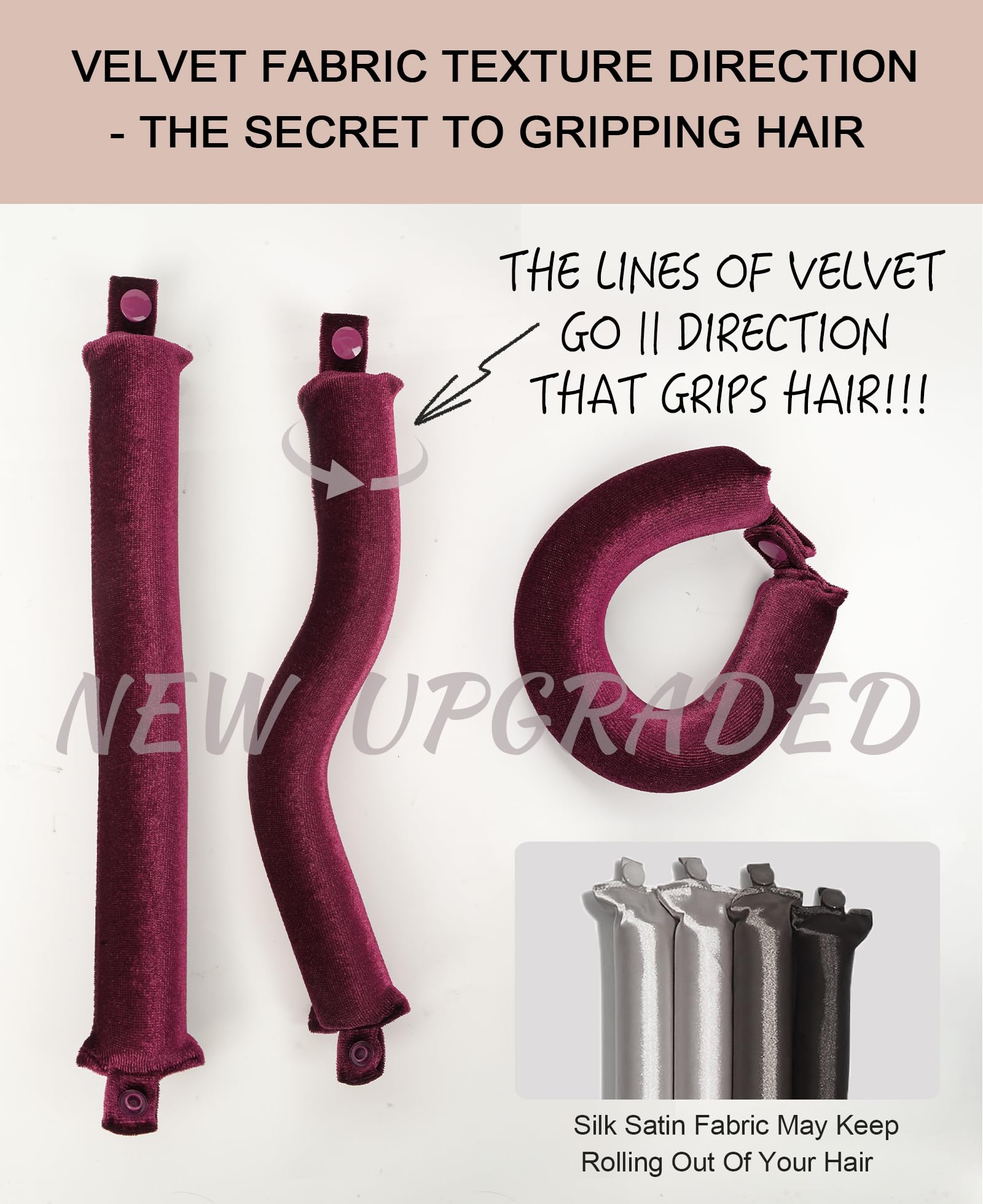RIFFIN rods in hair overnight demonstrating hands-free heatless curl setting
