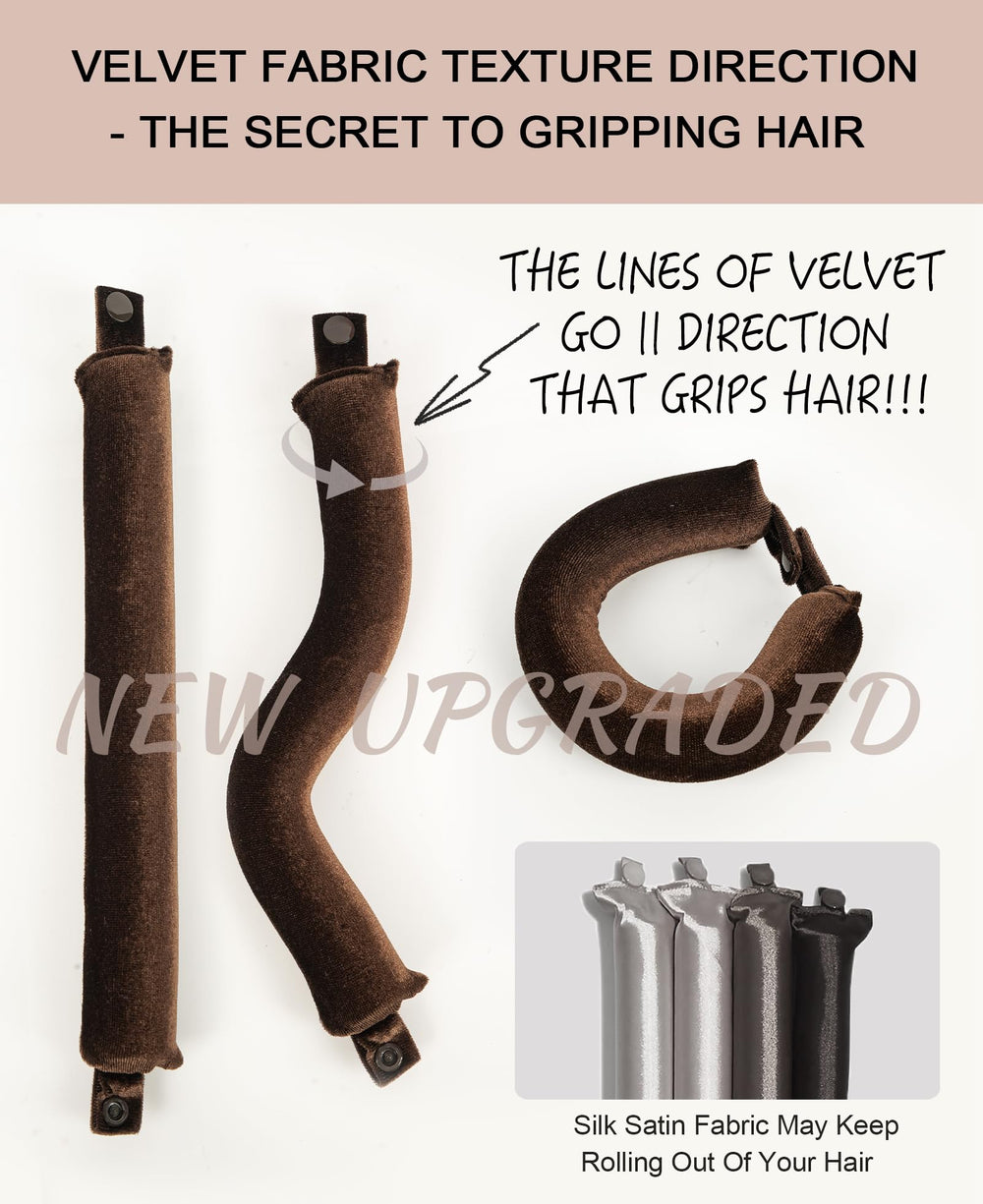 RIFFIN rods wrapped with hair illustrating easy, secure styling