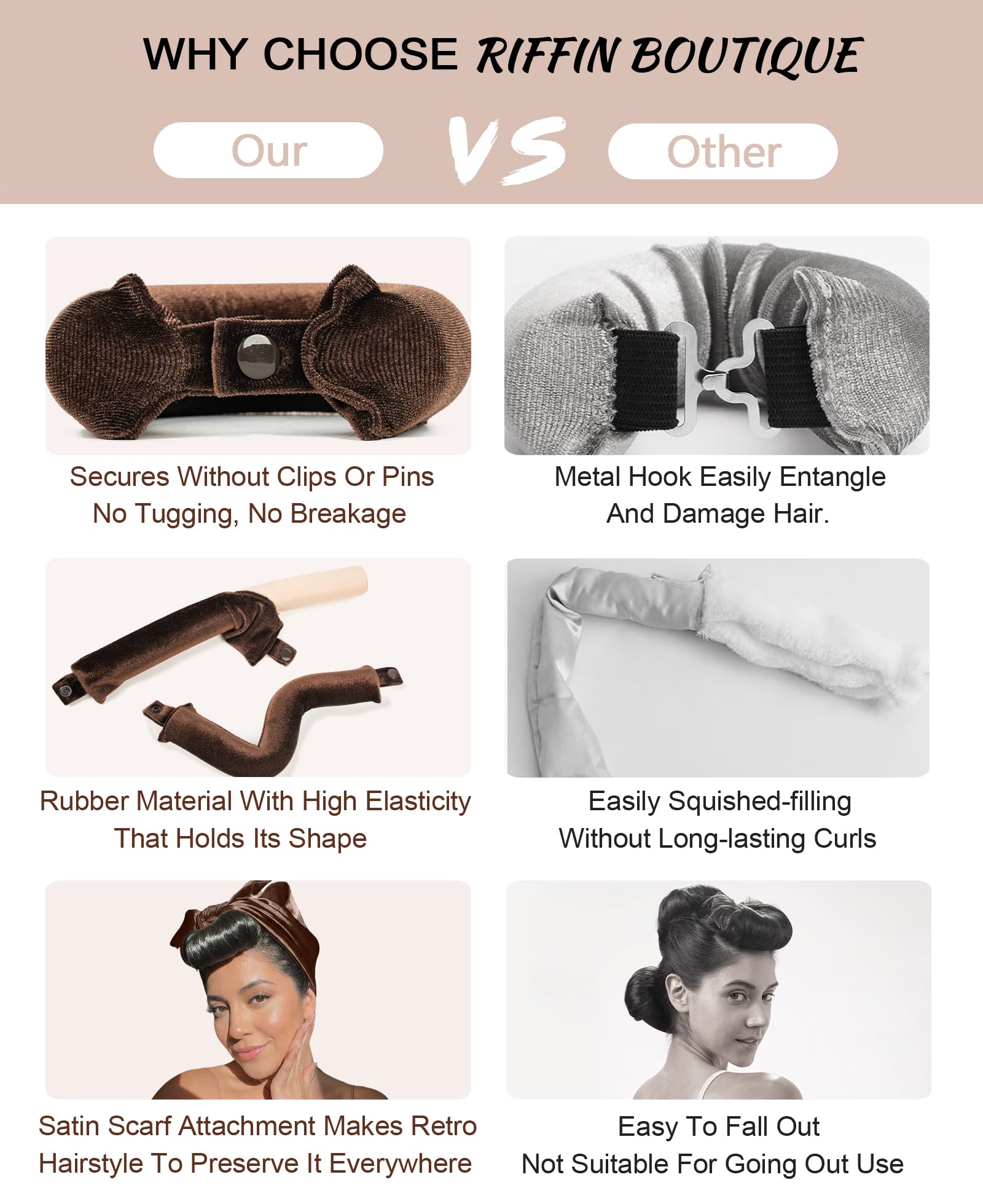 RIFFIN satin wrap accessory protecting hair and reducing friction
