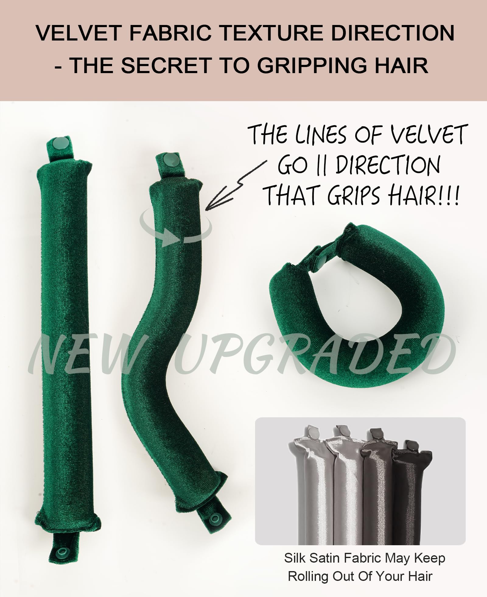 RIFFIN satin wrap headscarf included to protect hair and reduce friction overnight