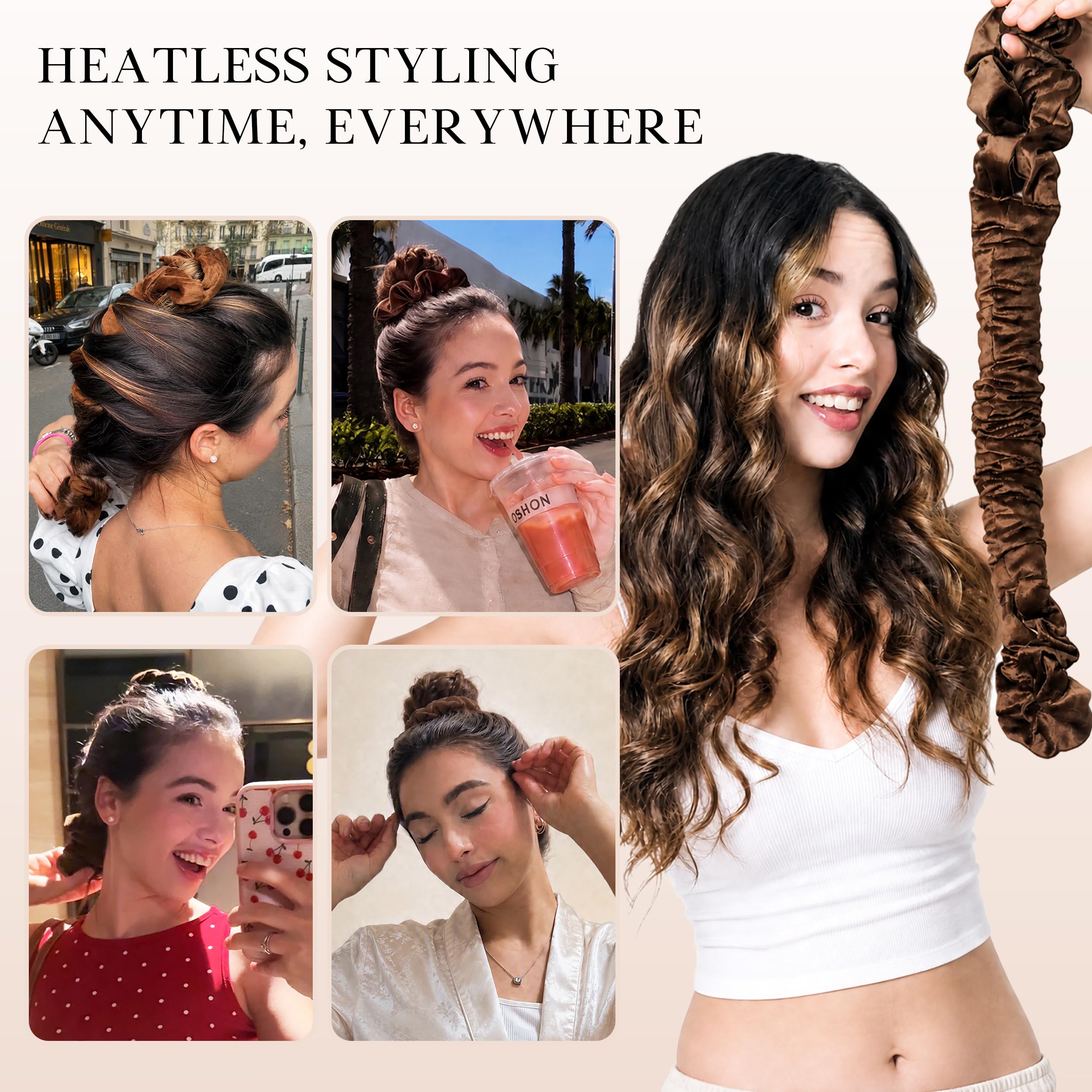 RIFFIN scrunchie next to hand to show scale and portable lightweight design