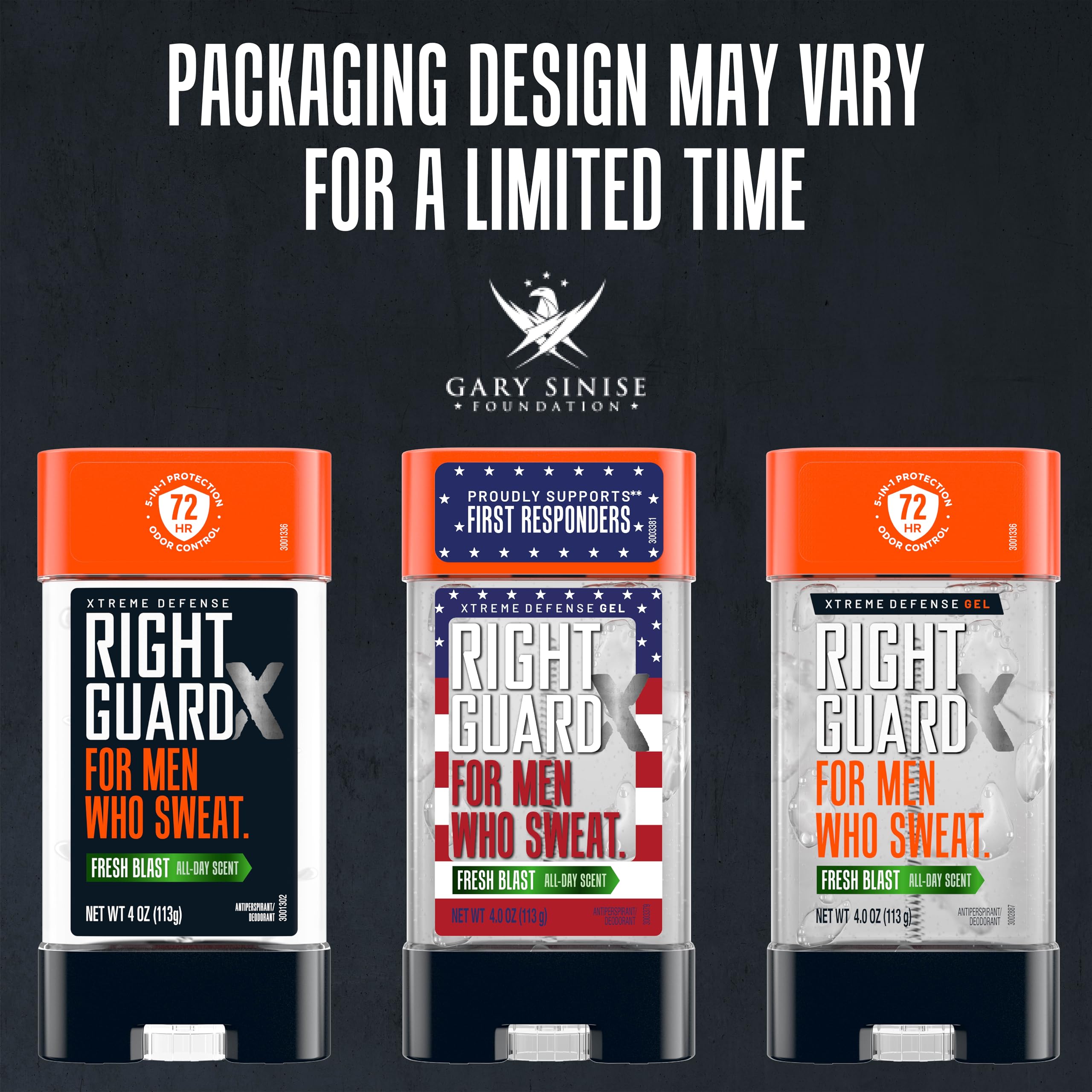 Right Guard label detail highlighting 72-hour protection benefit