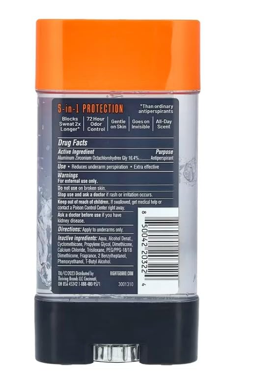 Right Guard gel texture close-up demonstrating clear fast-drying formula