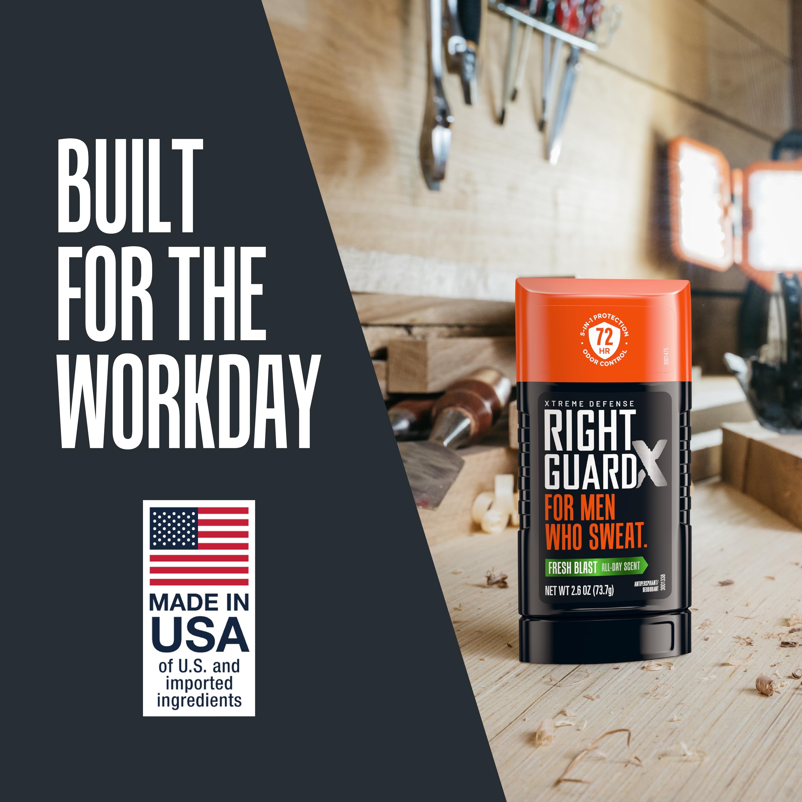 Right Guard lifestyle image of man working confidently showing trusted protection