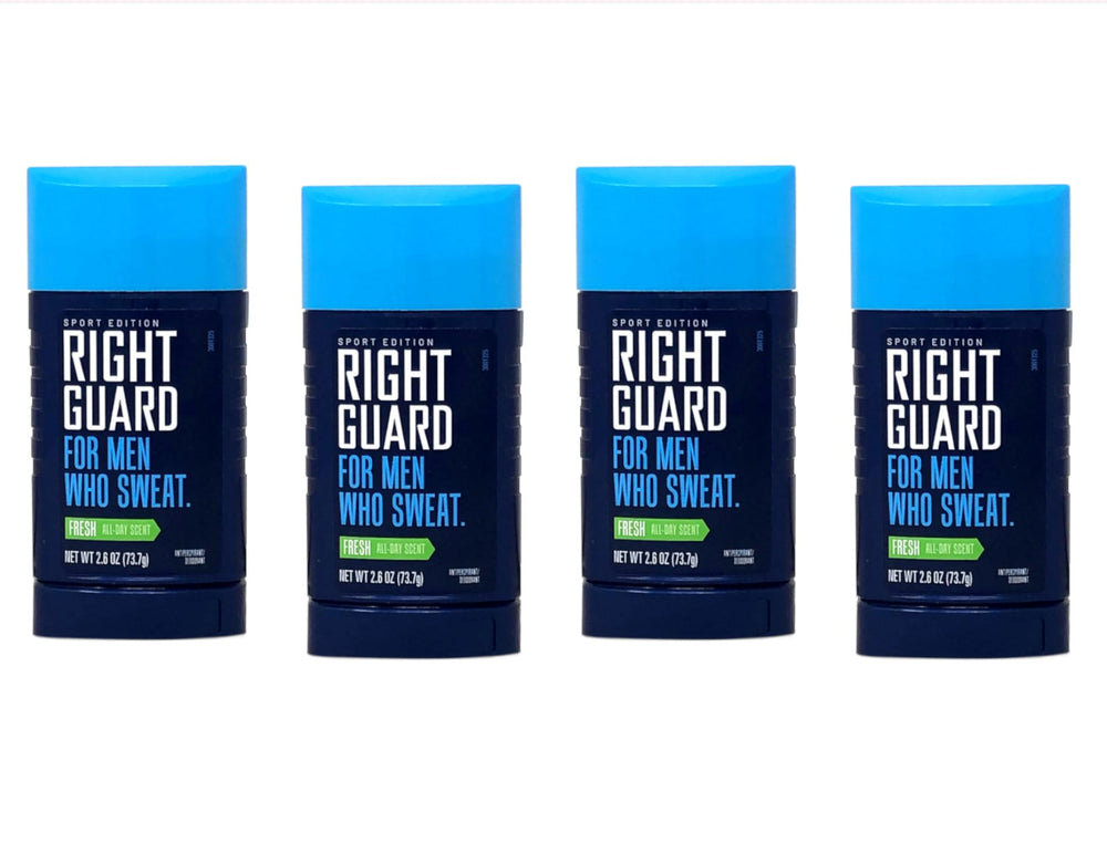 Right Guard open stick top view displaying smooth, non-greasy application