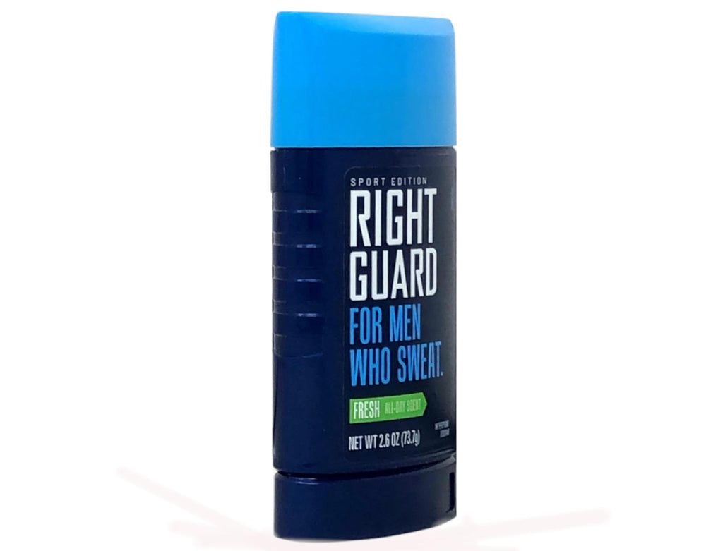 Right Guard side label with ingredients and product information for shoppers