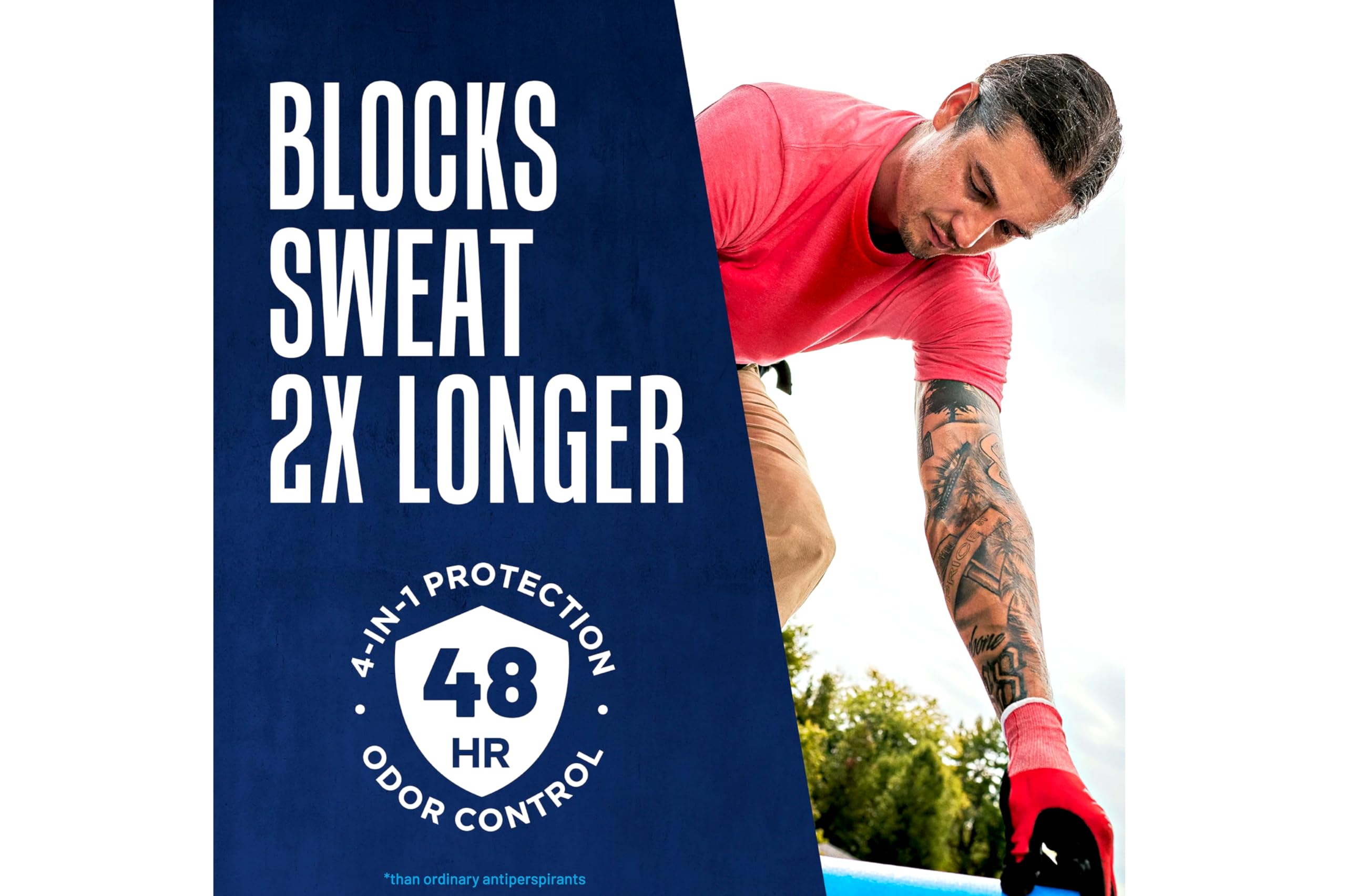 Right Guard Sport gel next to shirt showing no white-stain benefit