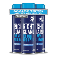 Right Guard front can showing label and powder dry scent protecting confidently