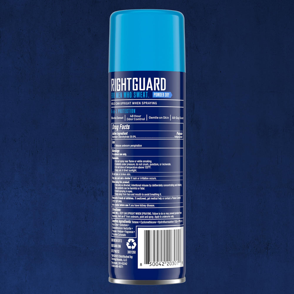 Right Guard beside a ruler showing 6oz travel-friendly size and portability