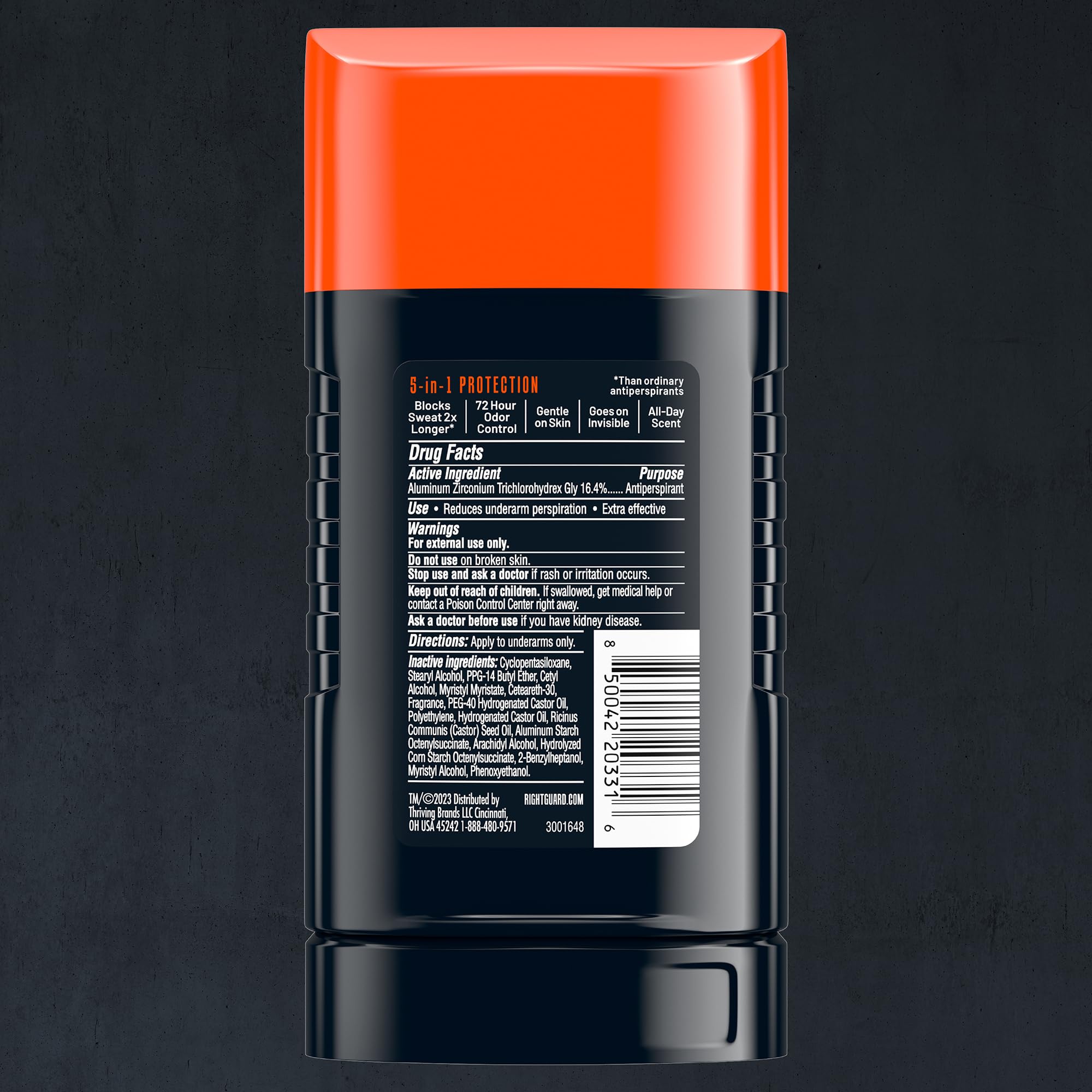 Right Guard stick open showing smooth invisible-solid texture for easy application