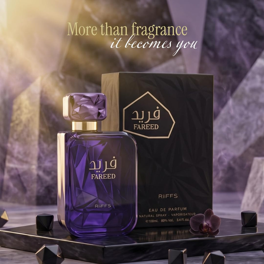 RiiFFS PERFUMS Fareed side label close-up highlighting fragrance name and notes