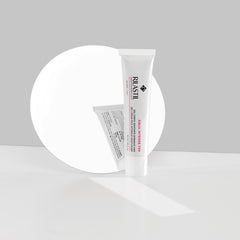 Close-up of Rilastil tube label highlighting product name and dermatologically tested benefit