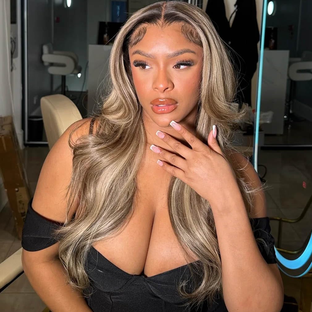 Rina length comparison showing 26-inch wig next to ruler for accurate sizing