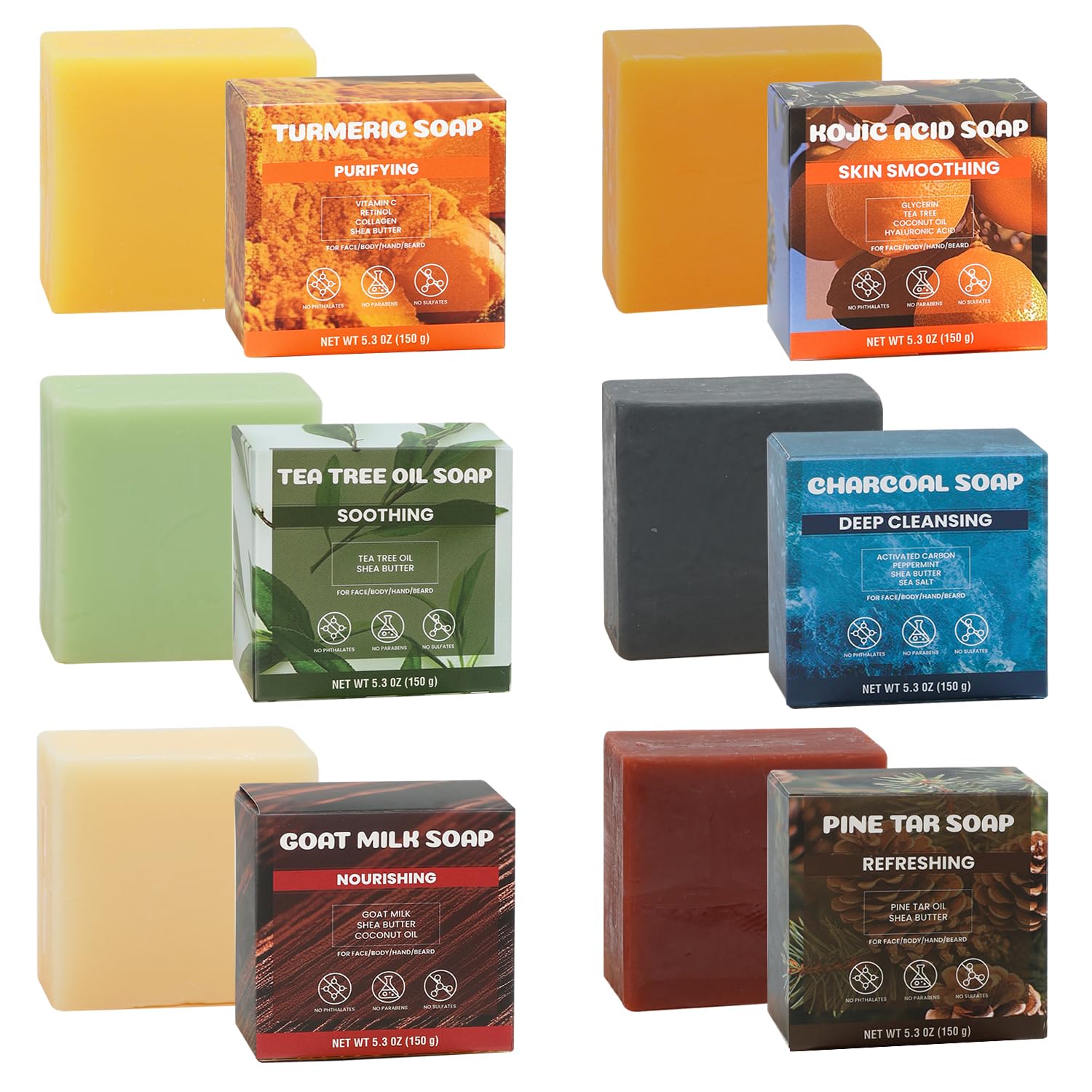 Rinse & Robust front packaging showing six-bar variety, clear product overview and benefit