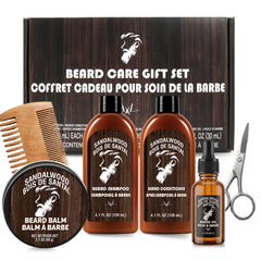 Rinse & Robust kit front packaging showing complete six-piece set and sandalwood scent benefit
