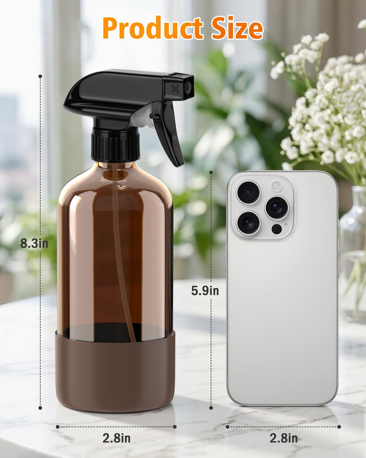 Rionisor close-up of spray nozzle highlighting adjustable mist and leak resistance
