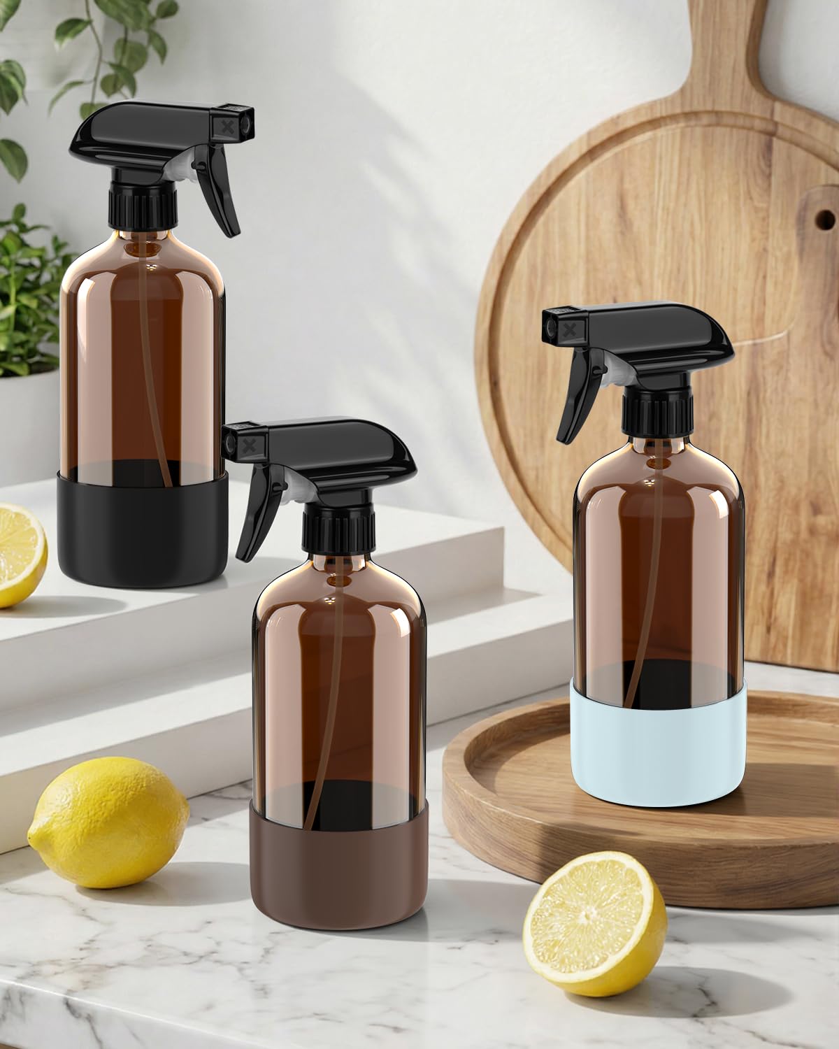 Rionisor bottle misting a houseplant showing gentle hydration and plant care