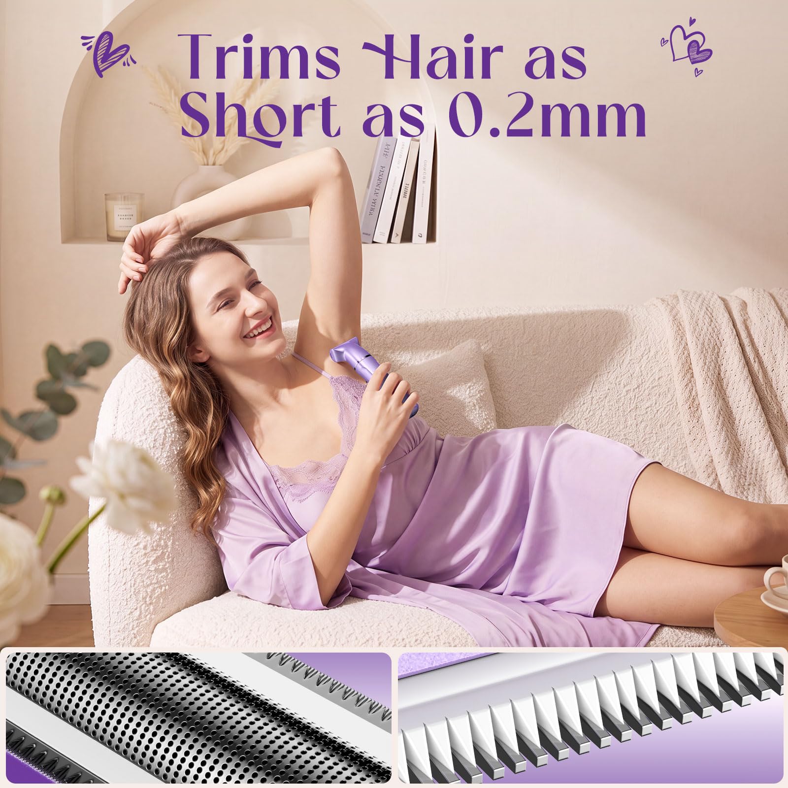 Risina body trimmer gliding on leg for quick larger-area trim