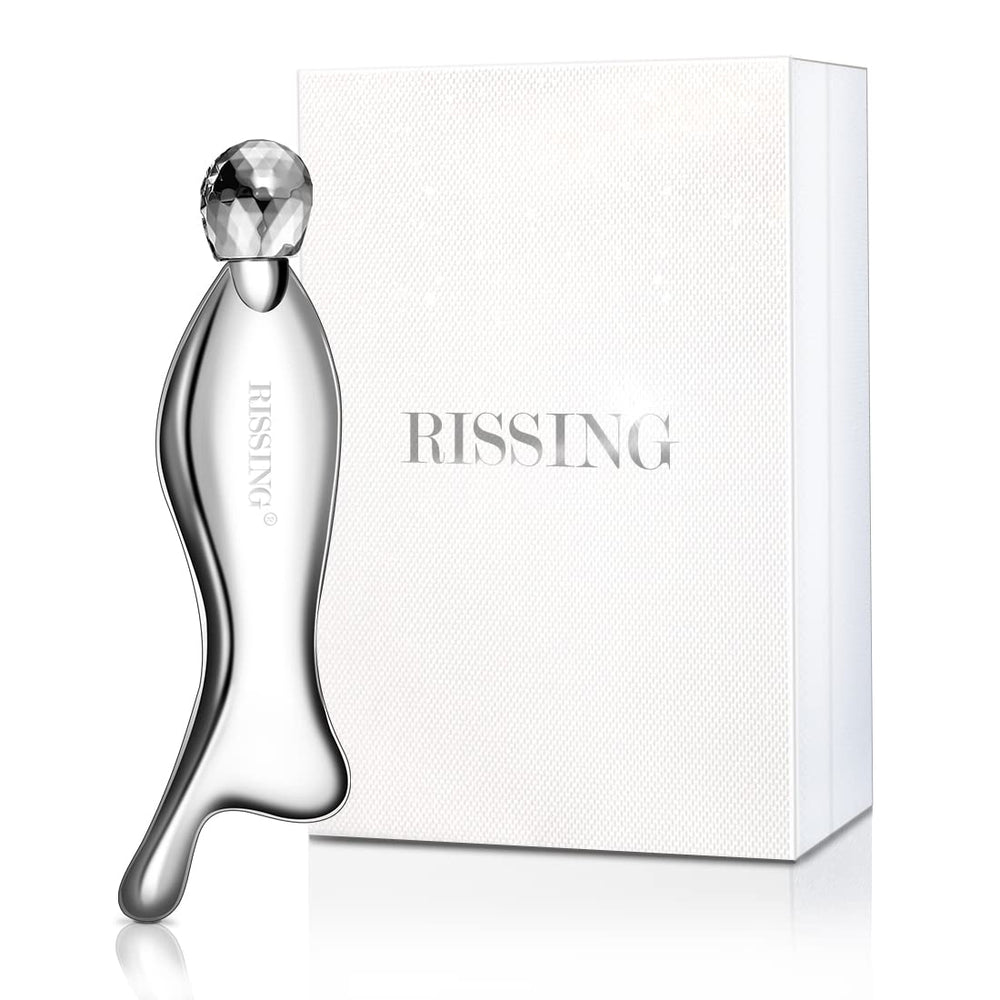 RISSING front view of four-tool set showing compact stainless gua sha benefits