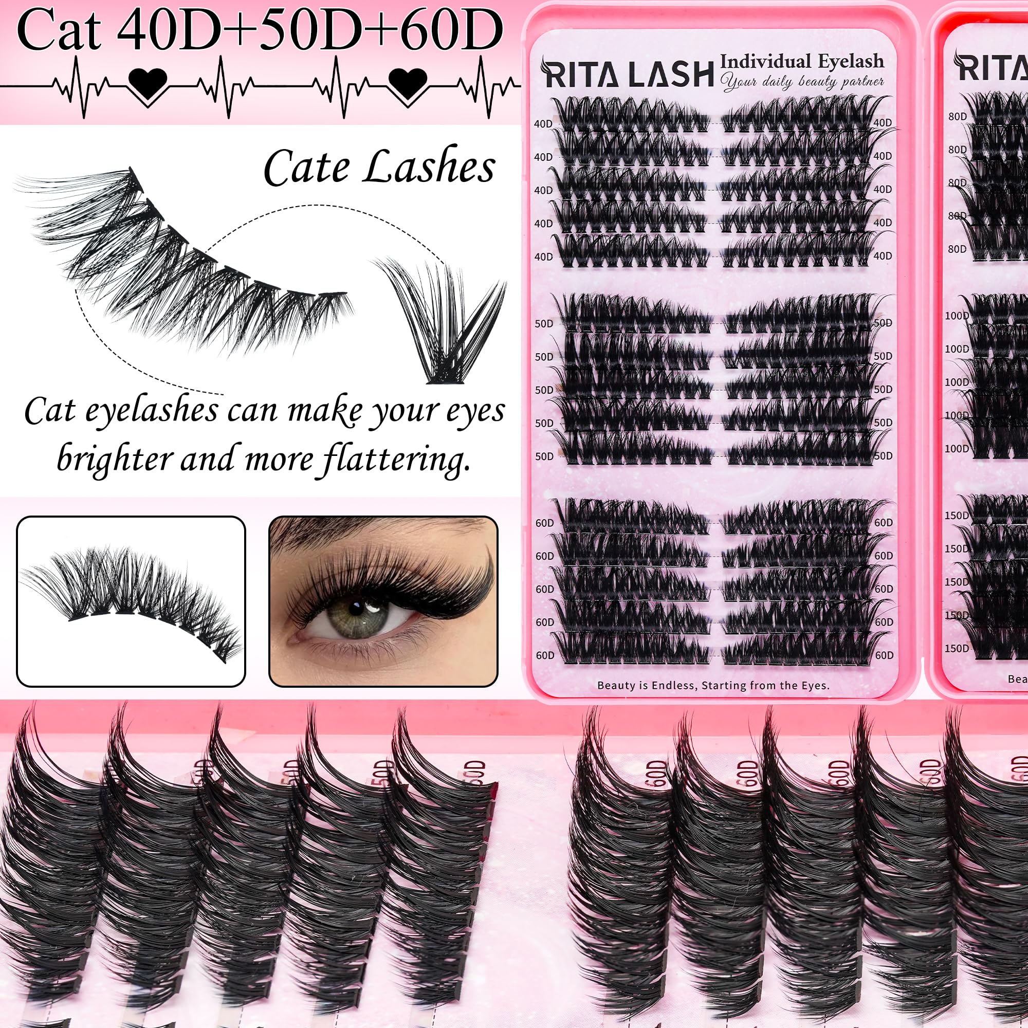 RITALASH tweezers and brush in hand demonstrating precise cluster placement benefit