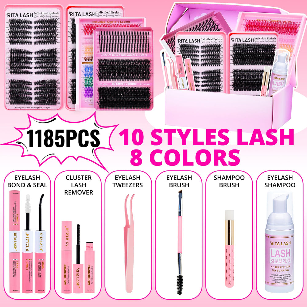 RITALASH close-up of tapered cluster lash tips for natural seamless blending