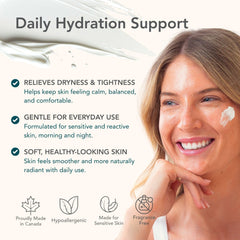 Riversol being applied to skin demonstrating soothing hydration benefit