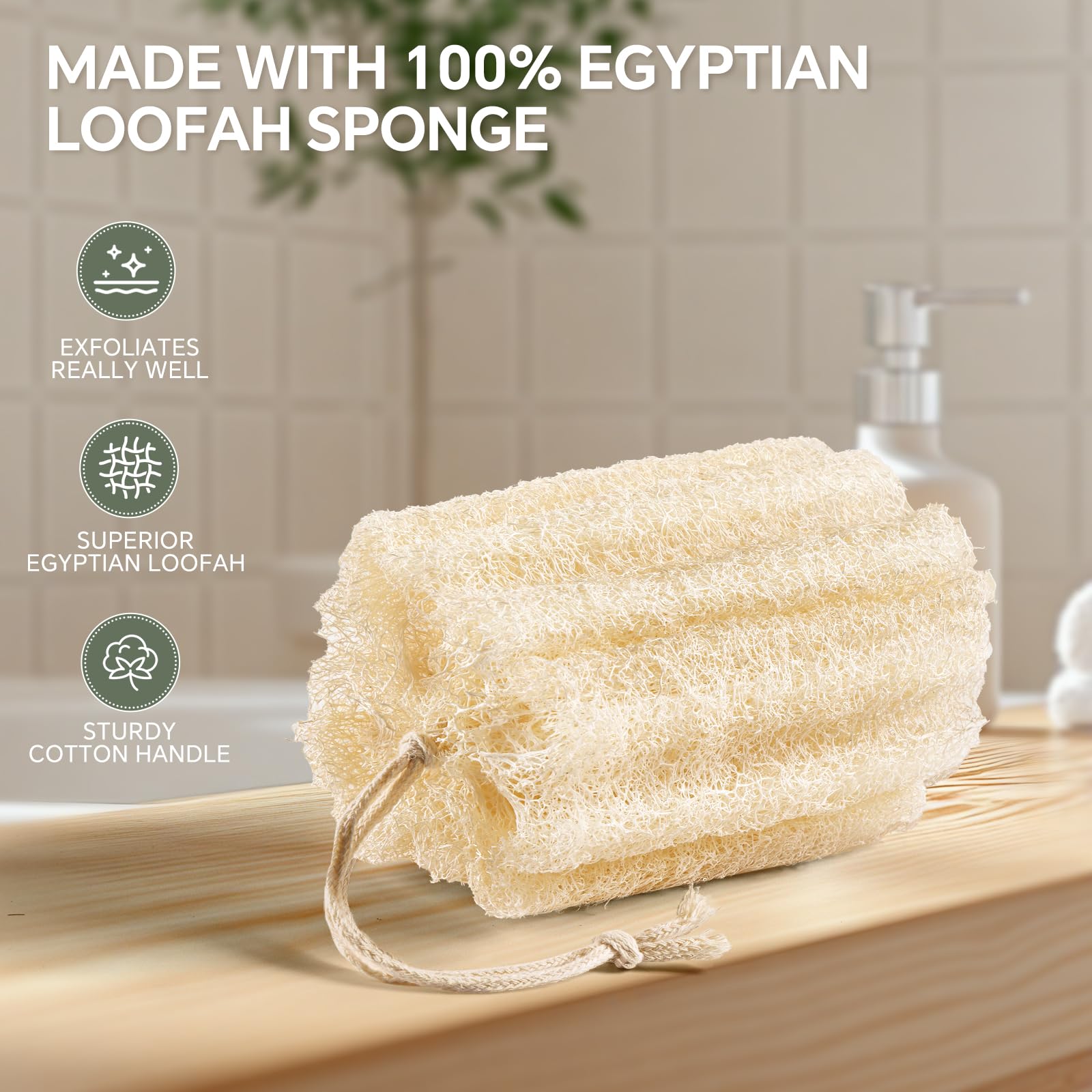 RIYNIBIY close-up of luffa fibers highlighting durable texture for exfoliation