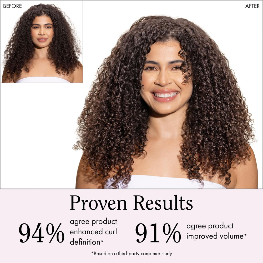 Rizos Curls applied on wet curly hair showing defined, frizz-controlled pattern and shine