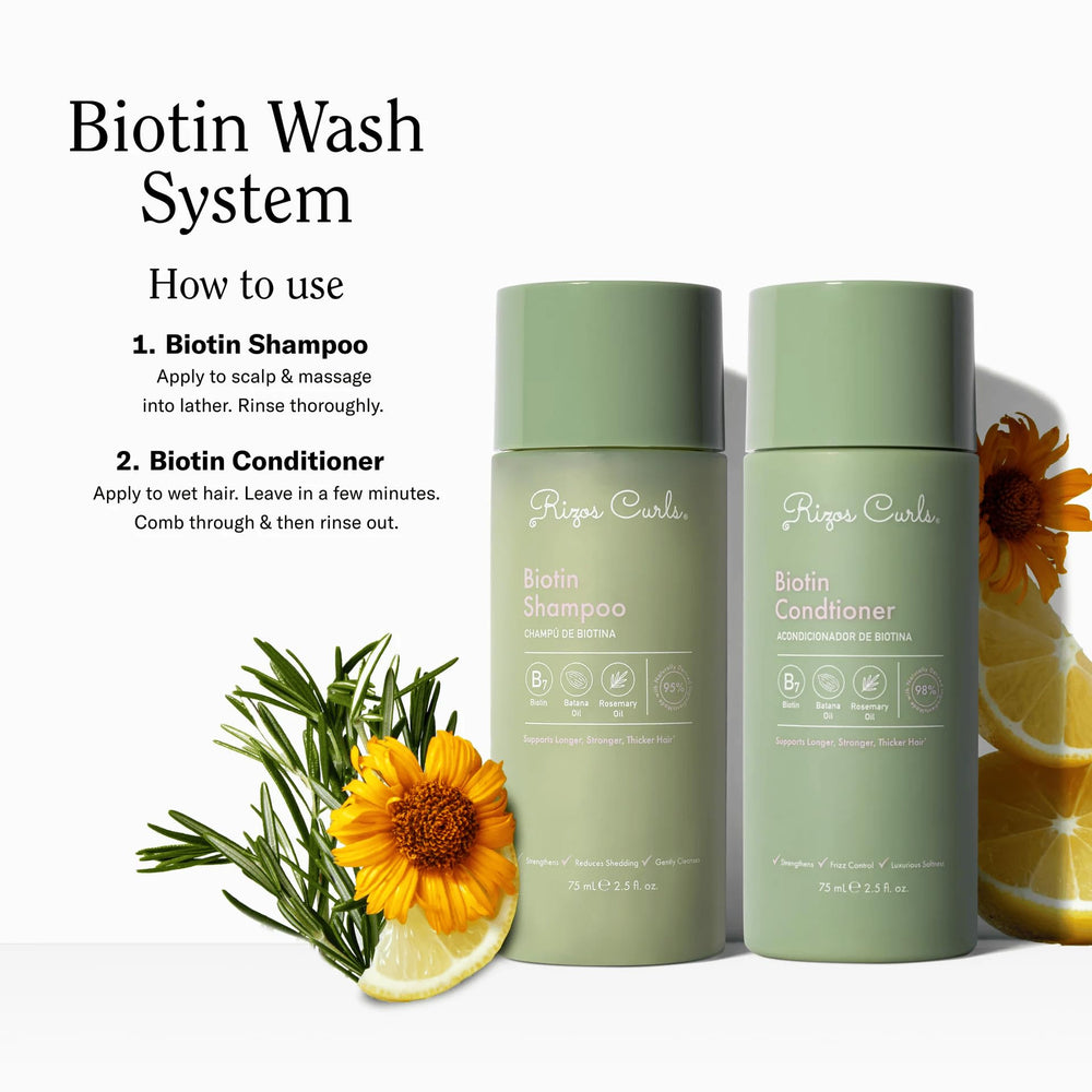 Rizos Curls biotin wash texture closeup highlighting creamy lather for gentle moisturizing cleanse