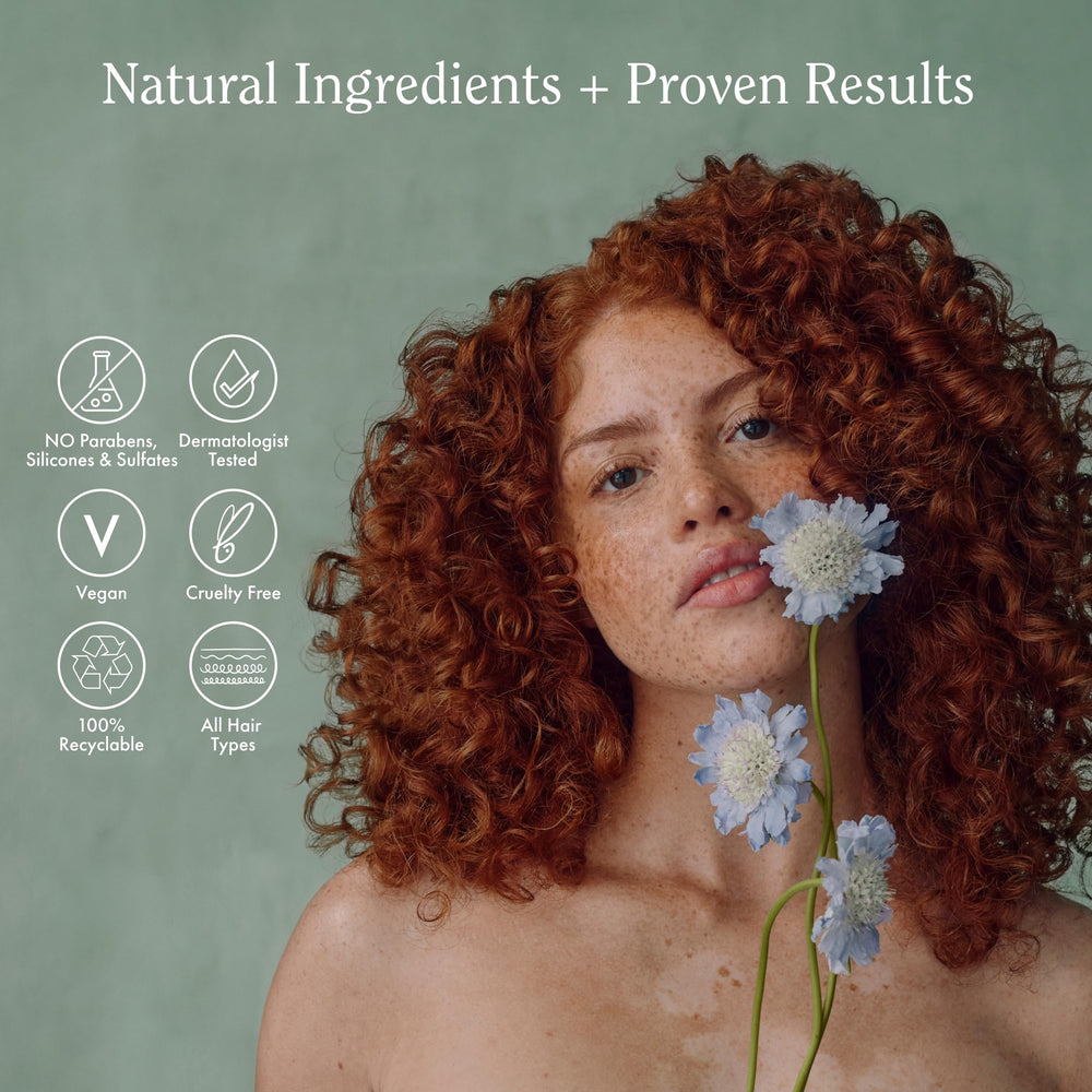 Rizos Curls bottle in hand showing 4.2 oz travel-friendly size