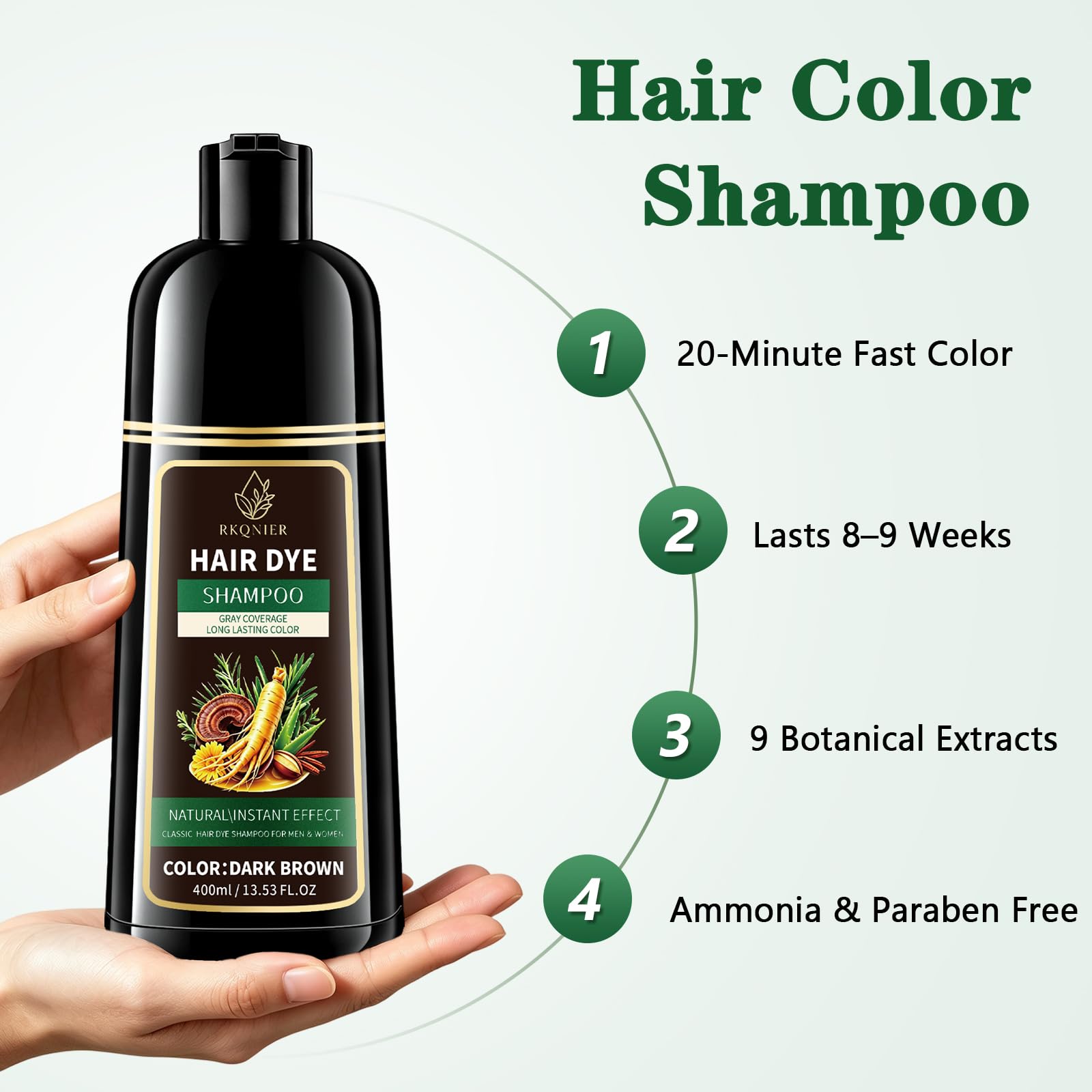 RKQNIER applying shampoo to dry hair for quick gray coverage