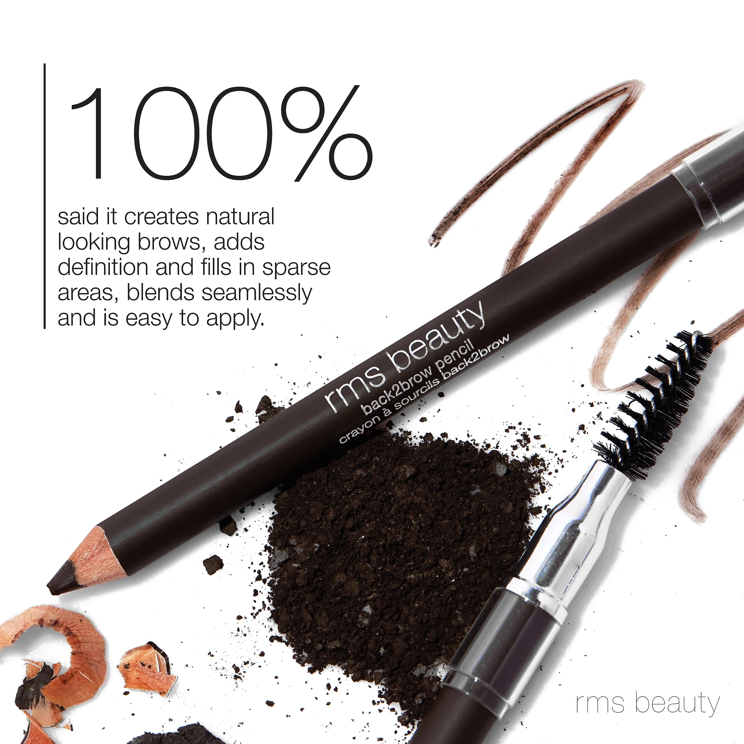 RMS Back2Brow texture stroke demo displaying smooth, buildable pigment