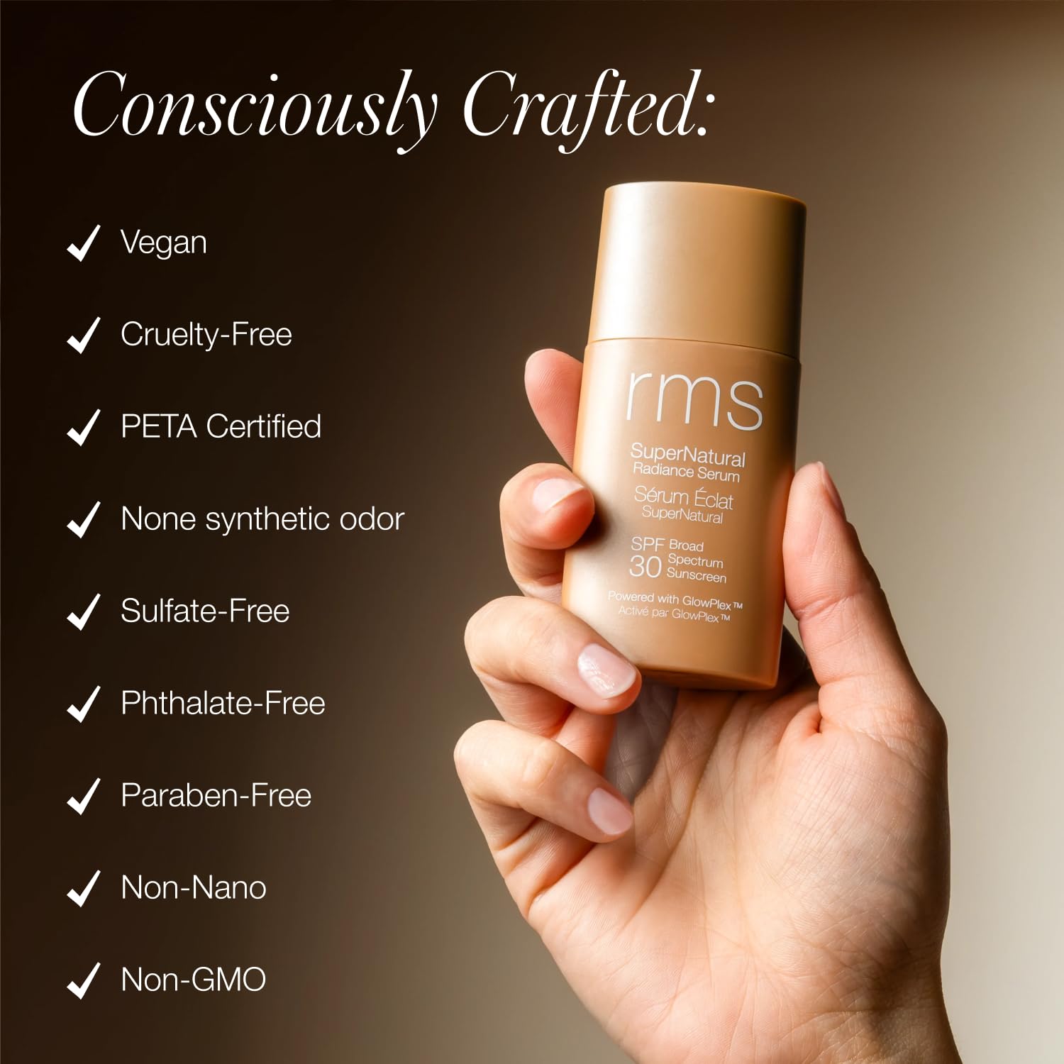 RMS Beauty serum under foundation showing primer properties and smooth base