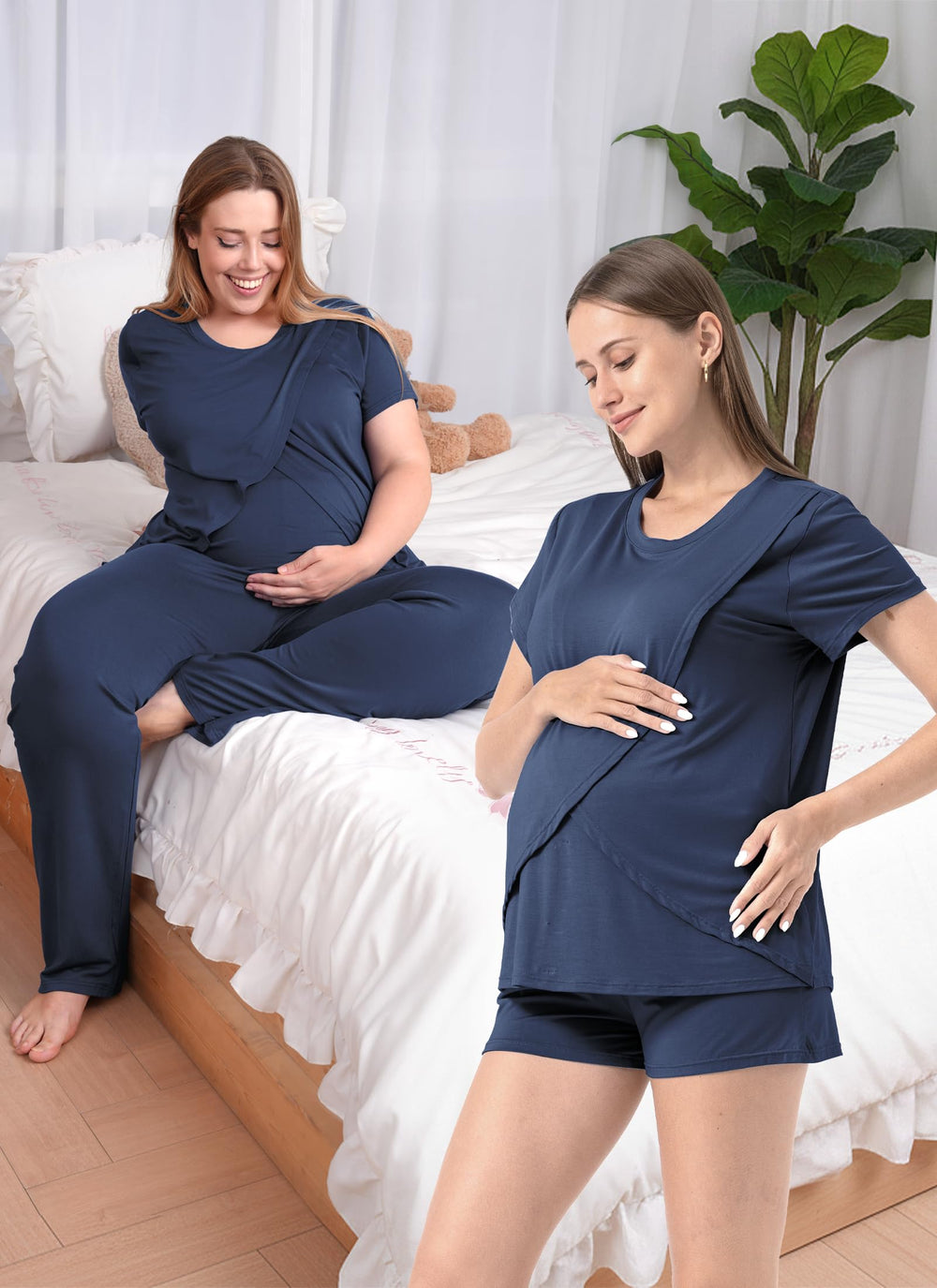 Rnxrbb nursing shorts flat lay showing breathable design for warm nights