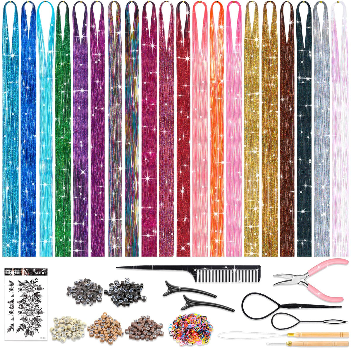 ROADPLUM front packaging showing full tinsel kit and included tools for easy setup