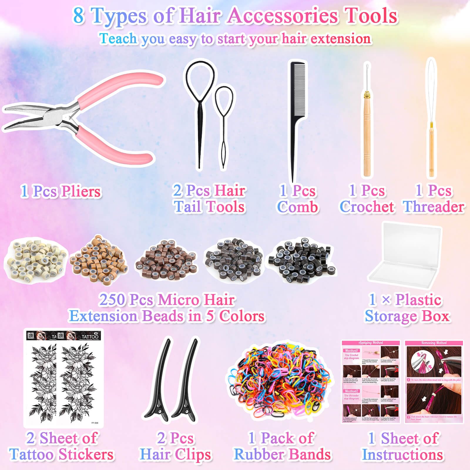 ROADPLUM kit tools laid out including crochet hook pliers beads for neat installs