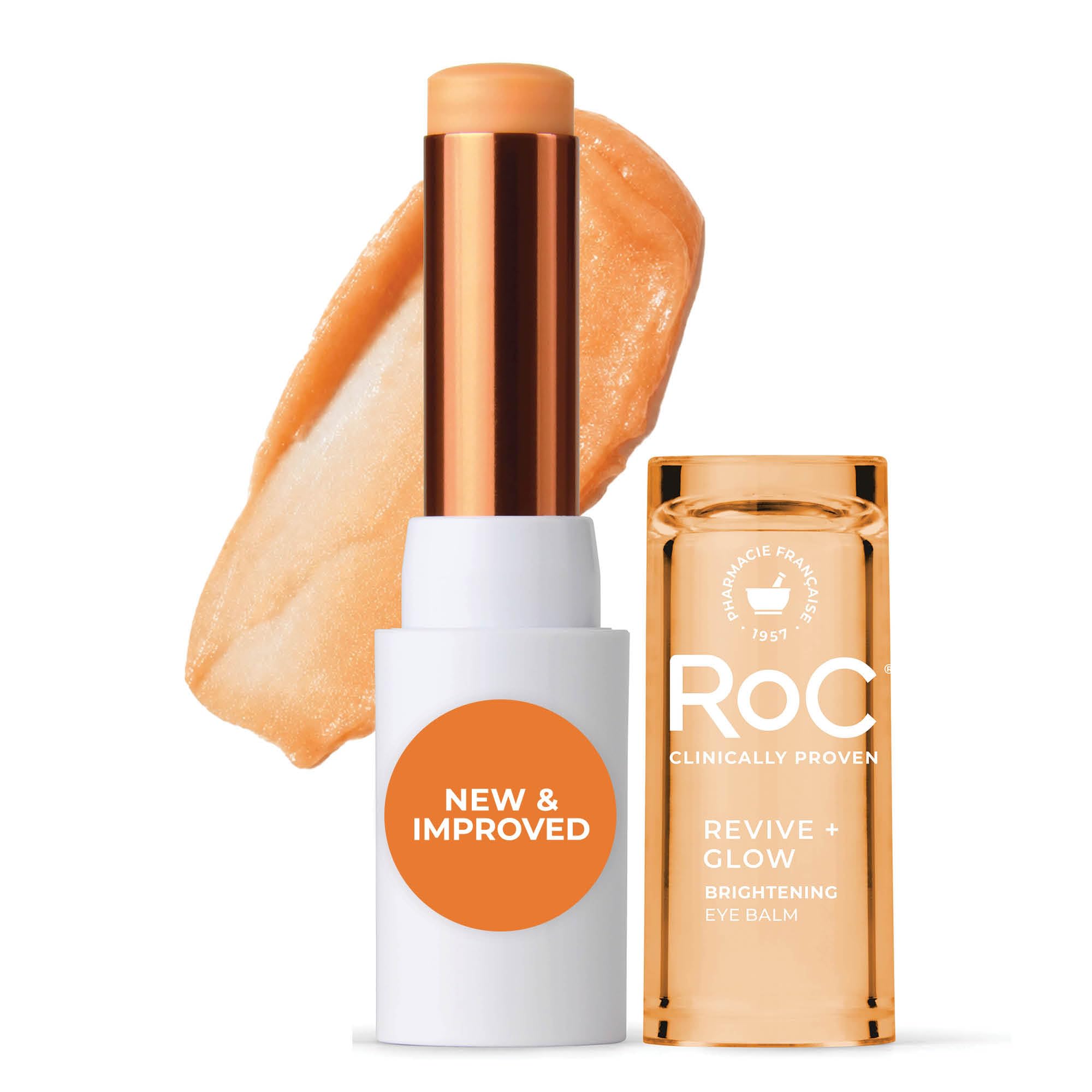RoC front view of stick applicator showing compact design and brightening benefit