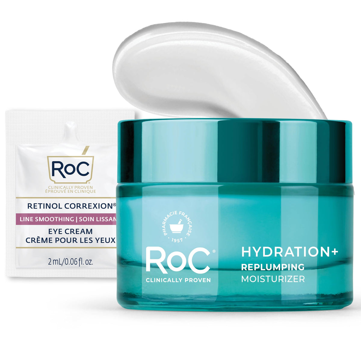 RoC jar front view showing clean packaging and hydration benefits