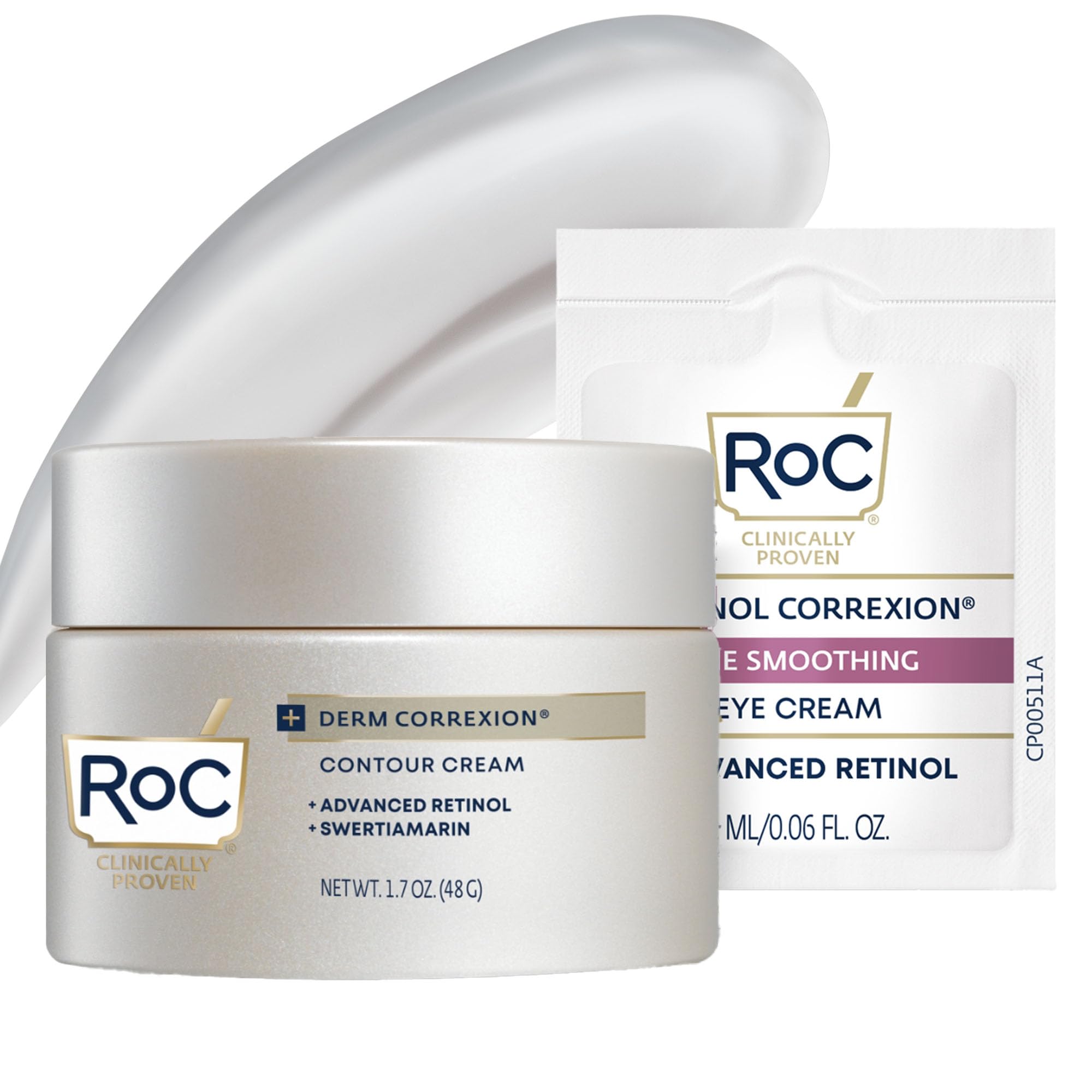 RoC neck cream front packaging showing product and benefit of contouring