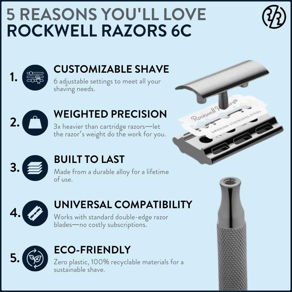 ROCKWELL RAZORS 6C close-up of adjustment dial with clear settings for customizable comfort