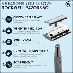ROCKWELL RAZORS 6C close-up of adjustment dial with clear settings for customizable comfort