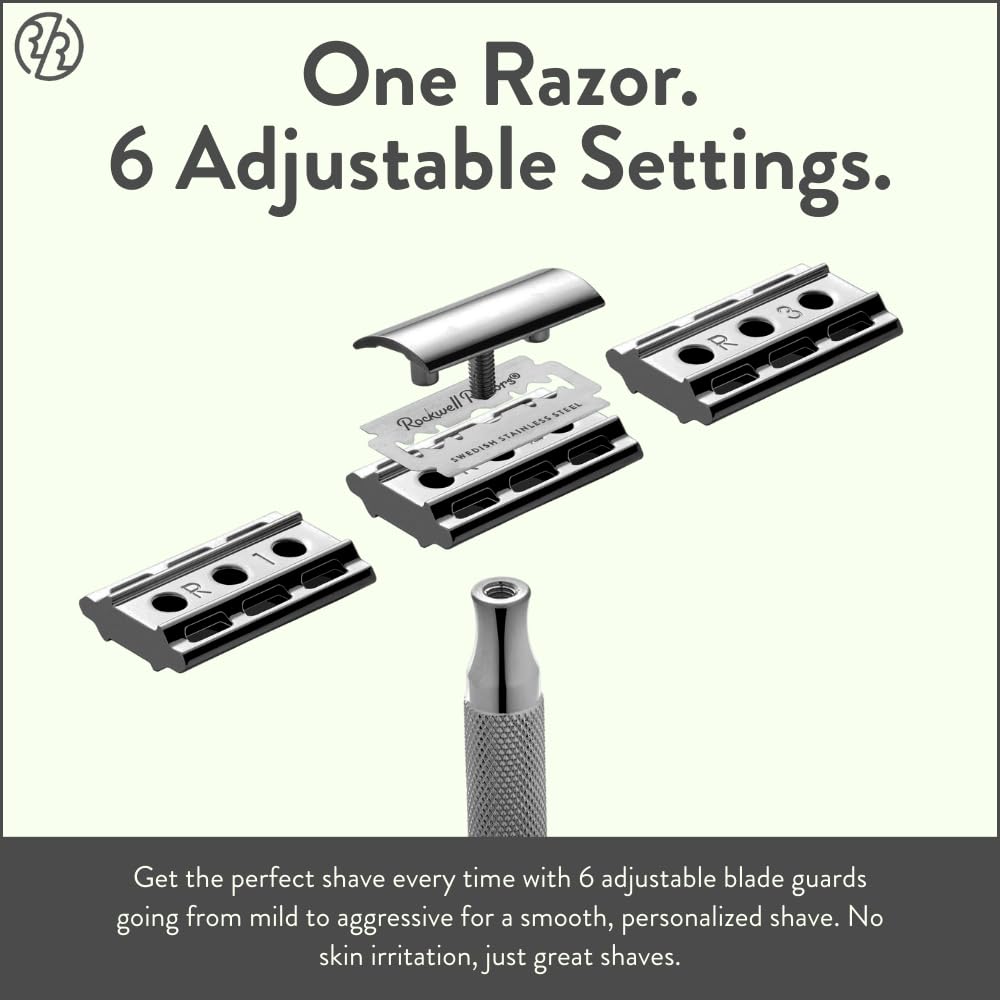 ROCKWELL RAZORS 6C textured handle and metal weight for controlled, effortless glide