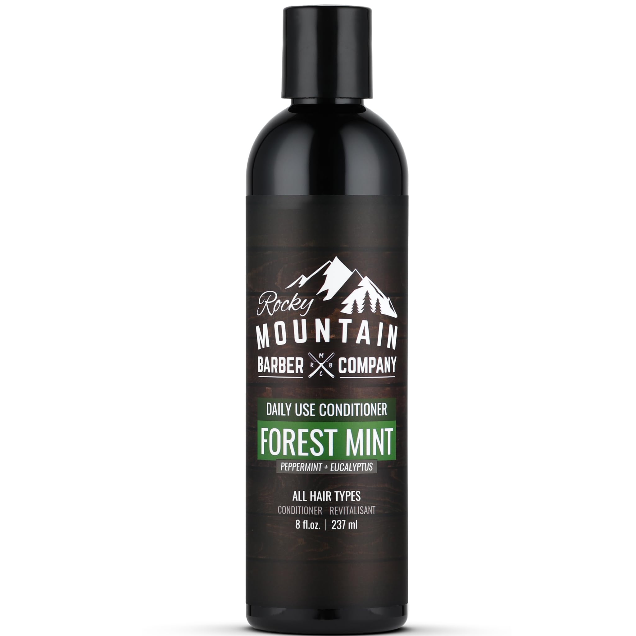 Rocky Mountain Barber Company front bottle showing label and hydration benefits