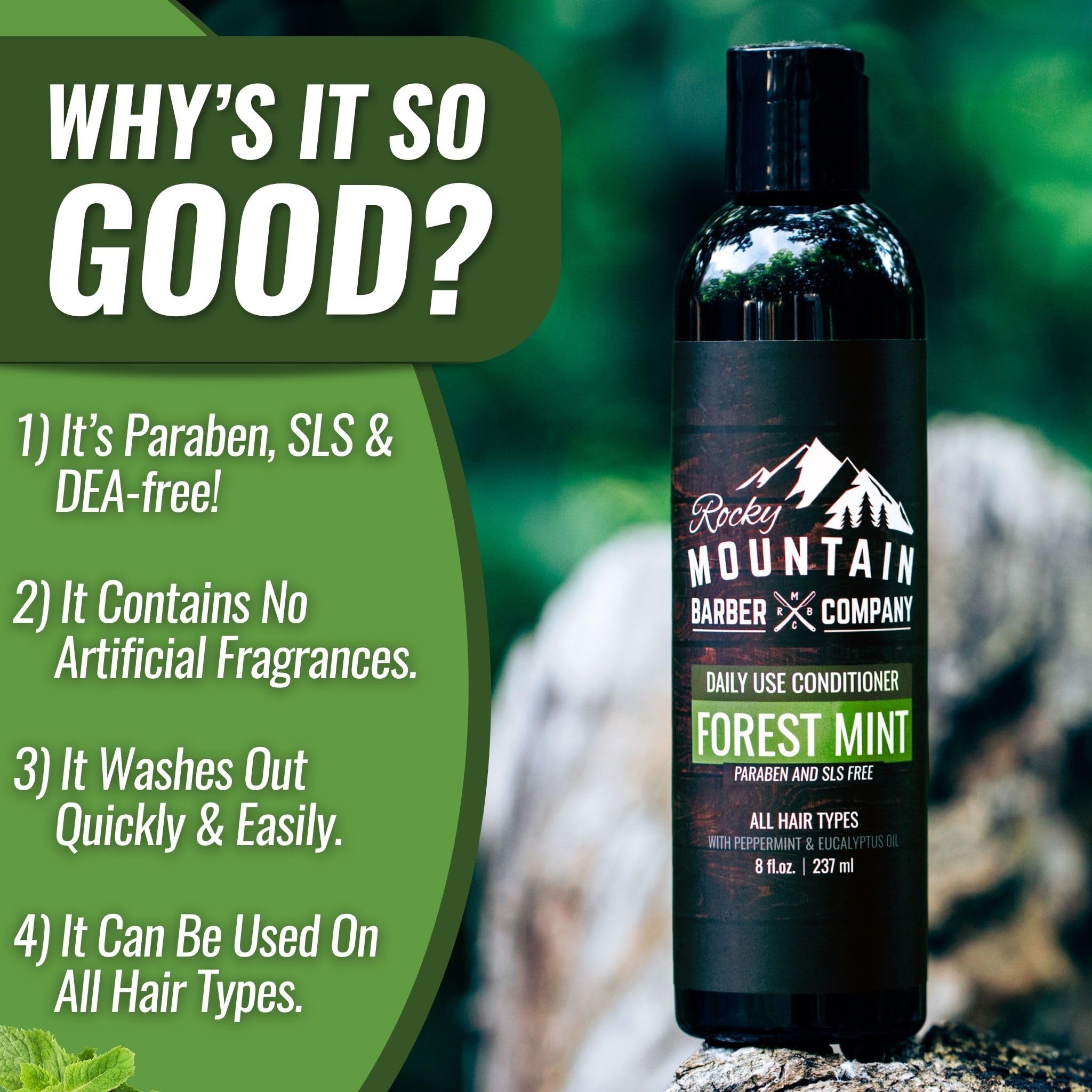 Rocky Mountain Barber Company man applying conditioner in shower for easier styling
