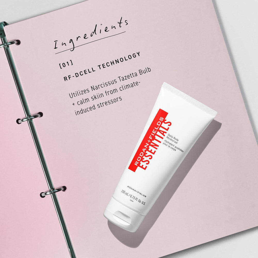 RODAN + FIELDS on bathroom shelf lifestyle scene suggesting daily routine comfort