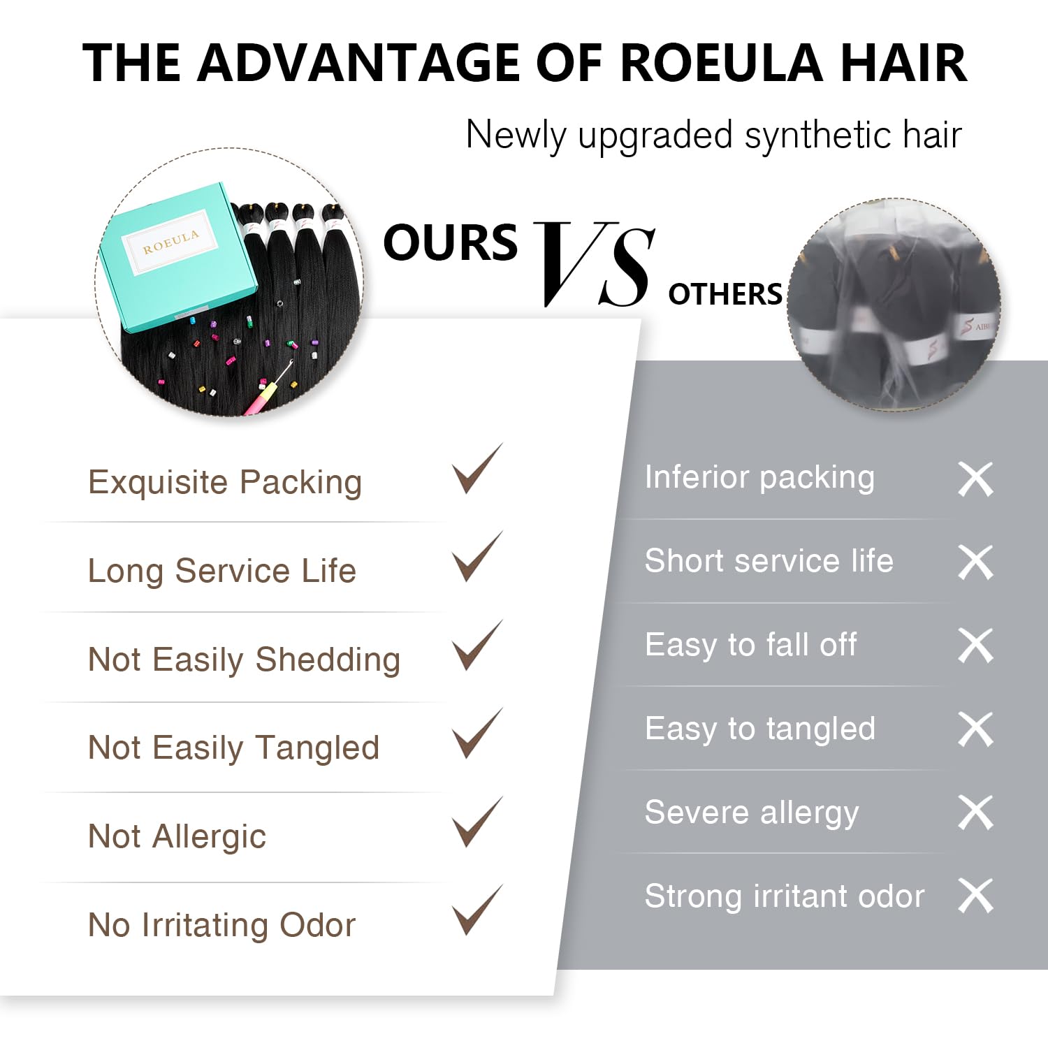 Roeula braids in use demonstrating crochet style and neat, long-lasting finish