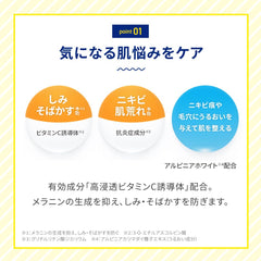 Rohto Melano CC dispensing lotion from bottle demonstrating easy control benefit